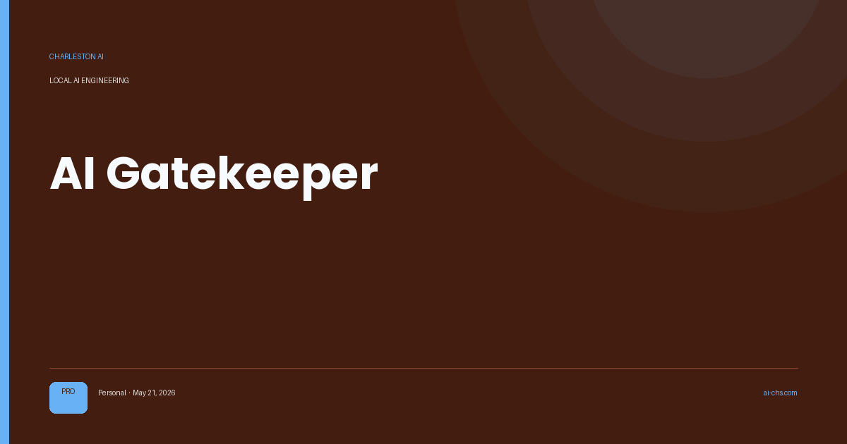 AI Gatekeeper — an intelligence delivery by Charleston AI