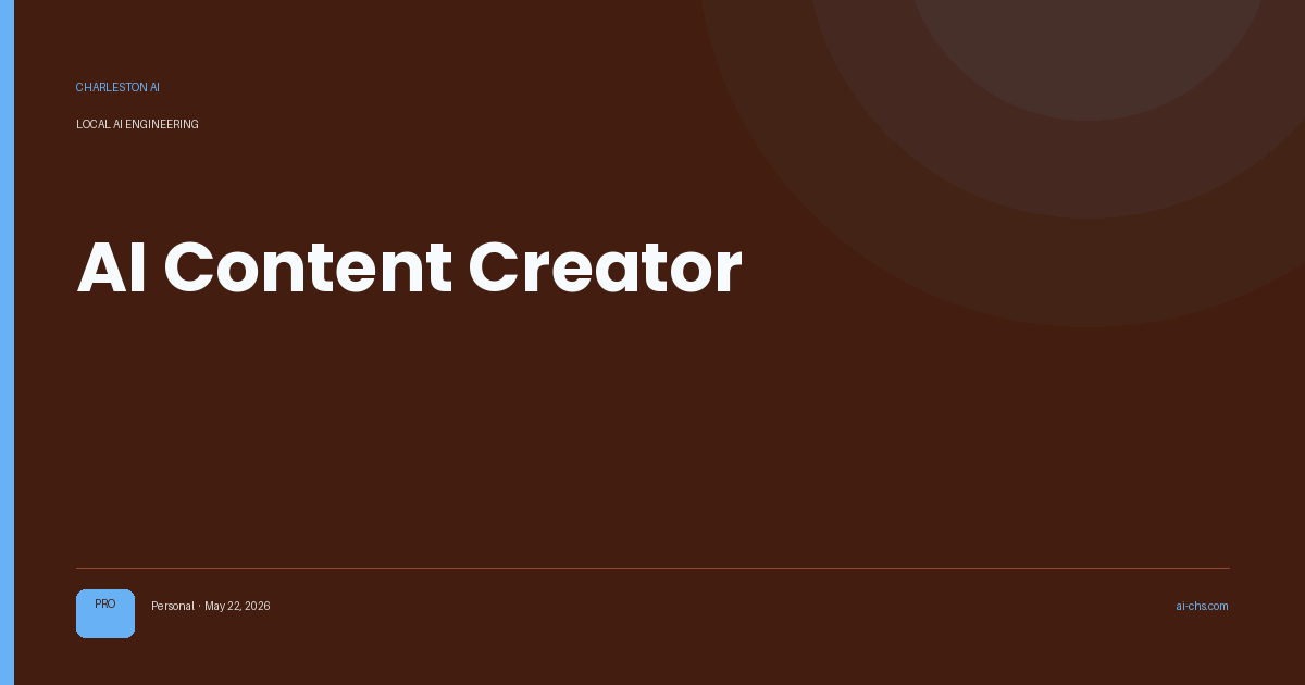 AI Content Creator — an intelligence delivery by Charleston AI