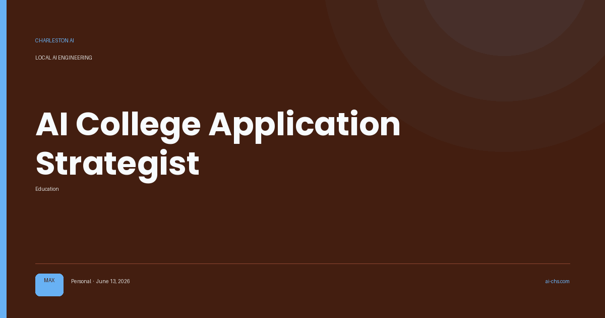 AI College Application Strategist — an intelligence delivery by Charleston AI