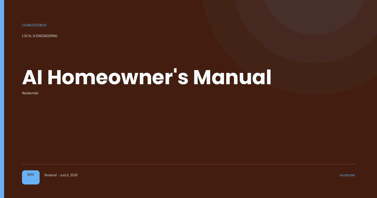 AI Homeowner's Manual — an intelligence delivery by Charleston AI