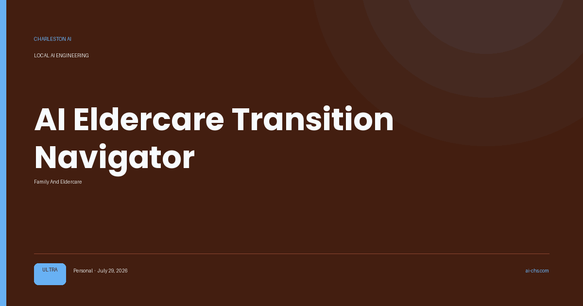 AI Eldercare Transition Navigator — an intelligence delivery by Charleston AI