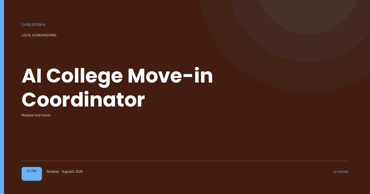 AI College Move-in Coordinator — an intelligence delivery by Charleston AI