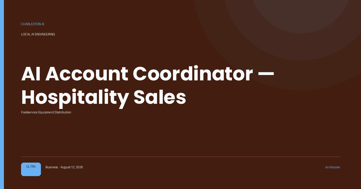 AI Account Coordinator — Hospitality Sales — an intelligence delivery by Charleston AI