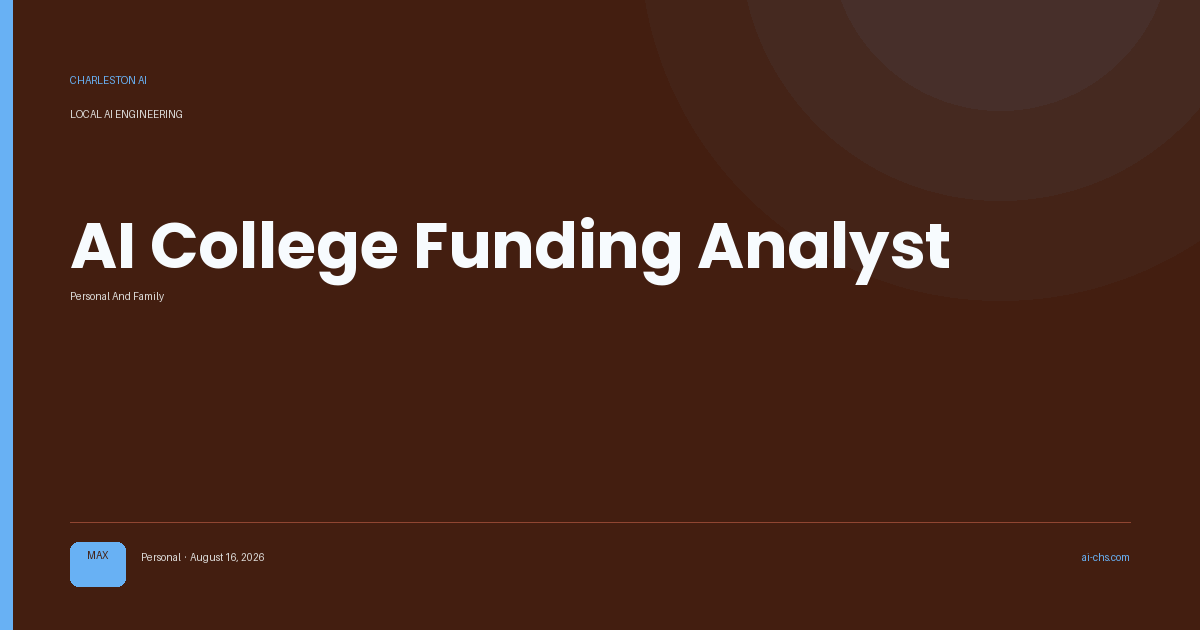 AI College Funding Analyst — an intelligence delivery by Charleston AI