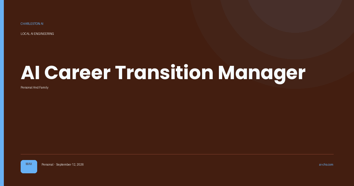 AI Career Transition Manager — an intelligence delivery by Charleston AI