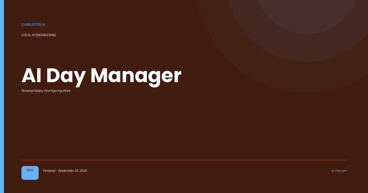 AI Day Manager — an intelligence delivery by Charleston AI