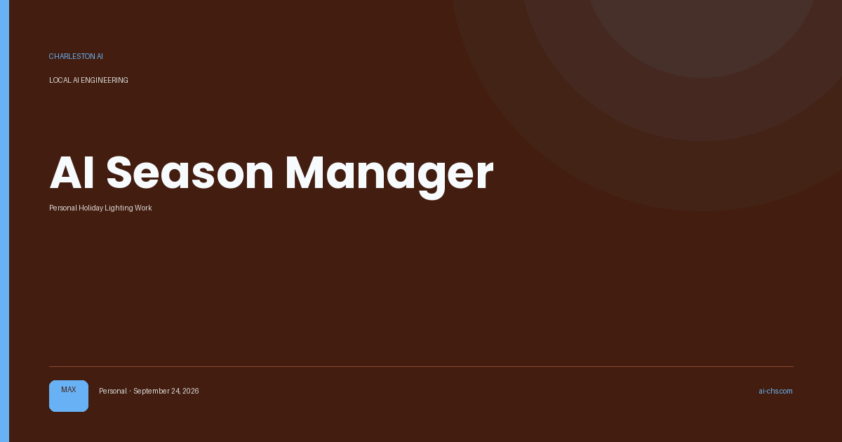AI Season Manager — an intelligence delivery by Charleston AI