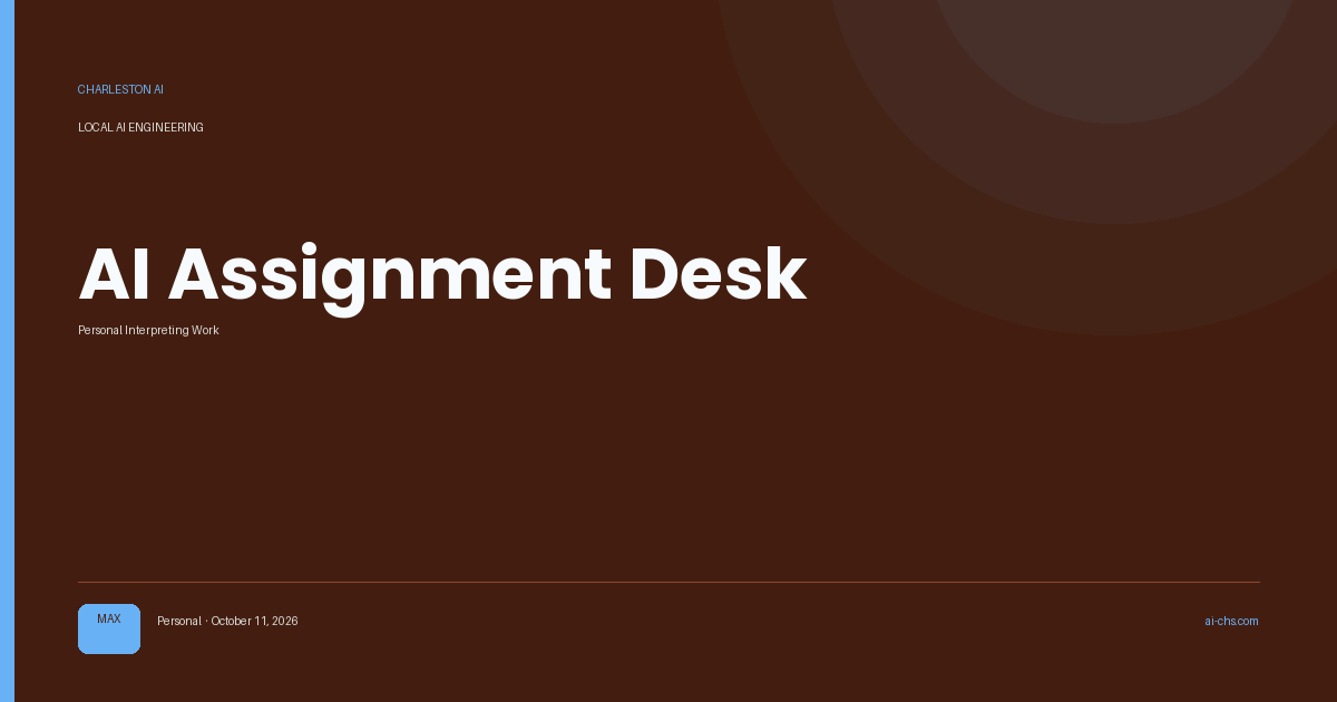AI Assignment Desk — an intelligence delivery by Charleston AI