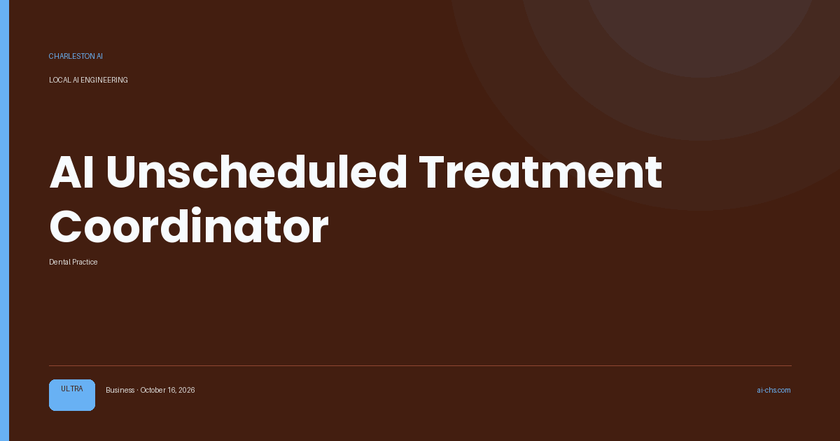 AI Unscheduled Treatment Coordinator — an intelligence delivery by Charleston AI