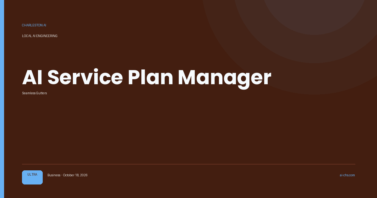 AI Service Plan Manager — an intelligence delivery by Charleston AI